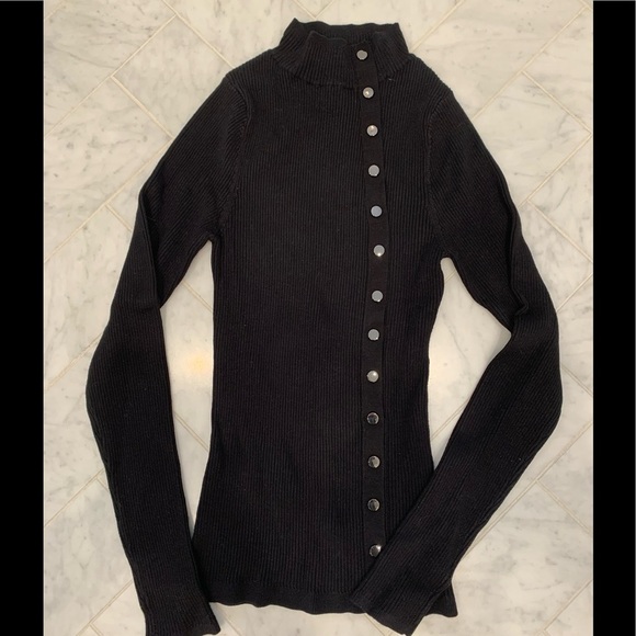 Karen Millen Sweaters - KAREN MILLEN 🖤 Mock neck black sweater w/ grommets EUC‼️… worn 2x.. sz XS
